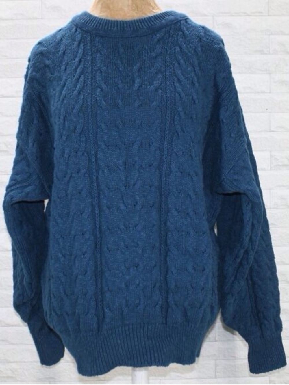 Ruff Hewn Blue Cable-Knit Crewneck Sweater
